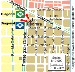 La Pedrera 位置，最近的地铁站 