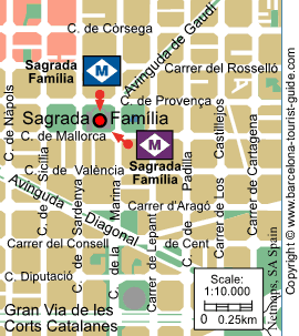 Sagrada Família（圣家堂）的位置，最近的地铁站