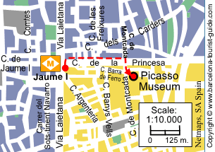 Picasso Museum（毕加索博物馆）位置，最近的地铁站 点击放大图片
