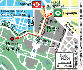 Poble Espanyol的位置，最近的地铁站